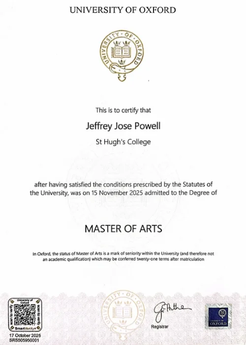 Master of Arts, University of Oxford